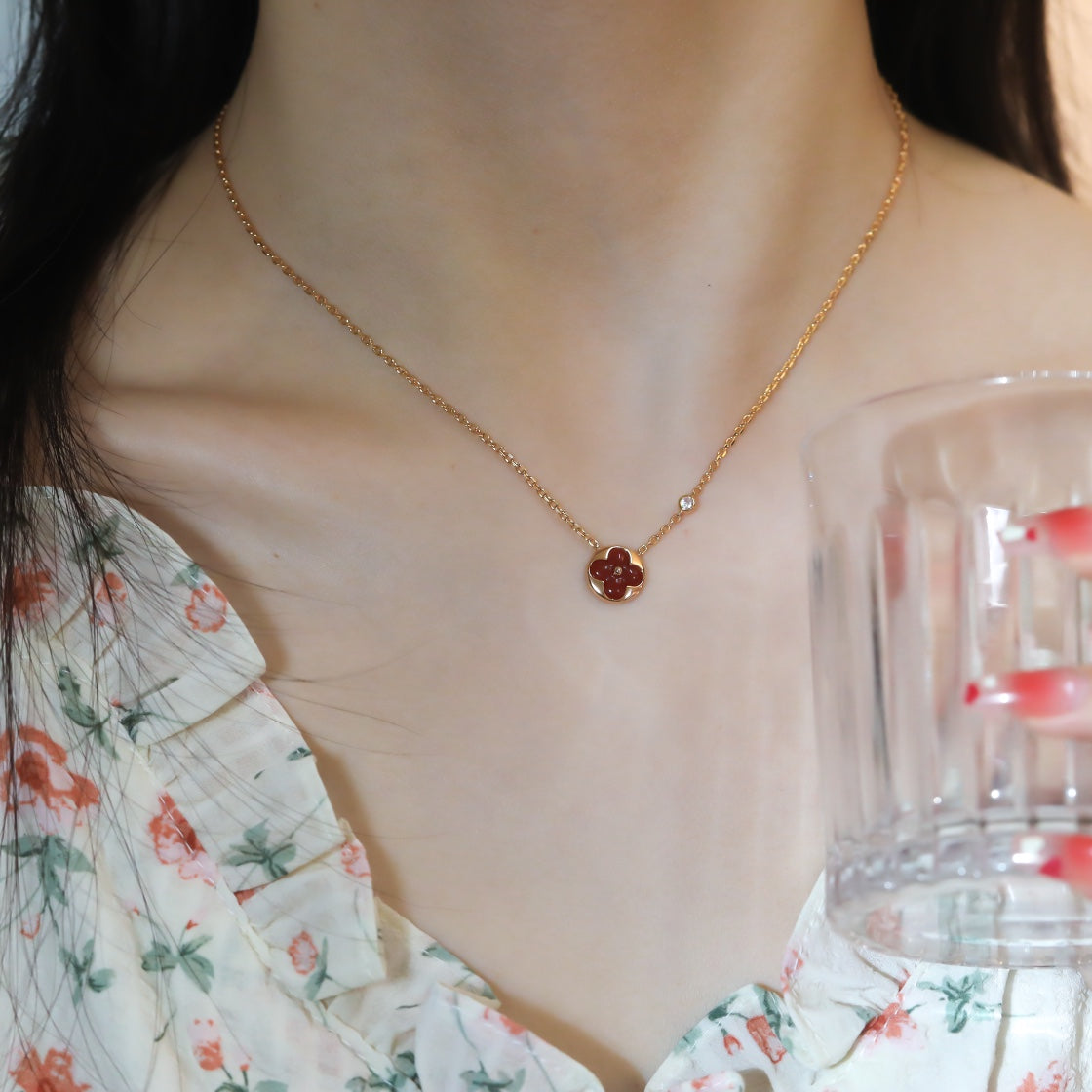 [Luna Brilliance]SUN PEDANT PINK GOLD 1 DIAMOND NECKLACE