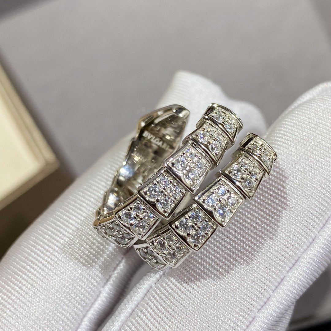 [Luna Brilliance]SERPENTI DOUBLE RING SILVER DIAMOND PAVED