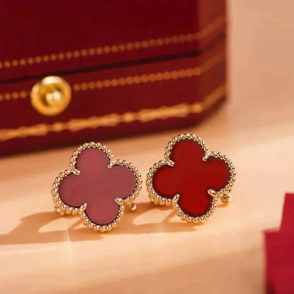 [Luna Brilliance]CLOVER MEDIUM 1 MOTIFS CARNELIAN  EARRINGS