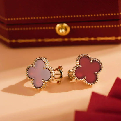 [Luna Brilliance]CLOVER MEDIUM 1 MOTIFS CARNELIAN  EARRINGS