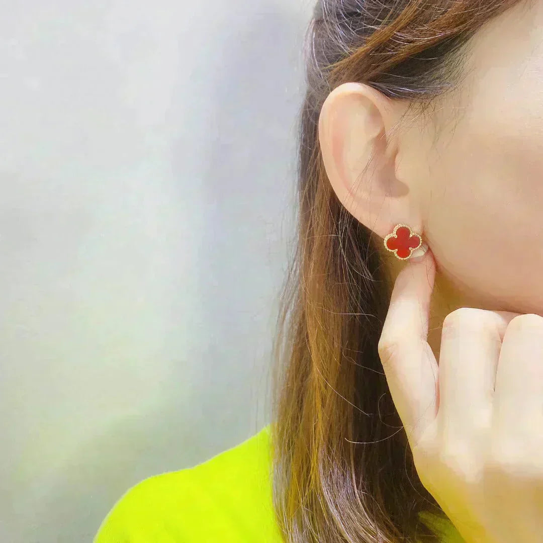 [Luna Brilliance]CLOVER MEDIUM 1 MOTIFS CARNELIAN  EARRINGS