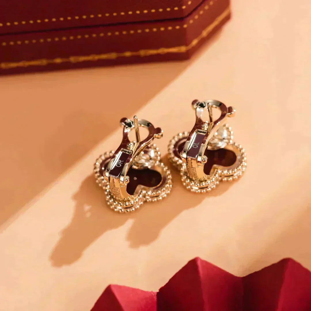 [Luna Brilliance]CLOVER MEDIUM 1 MOTIFS CARNELIAN  EARRINGS