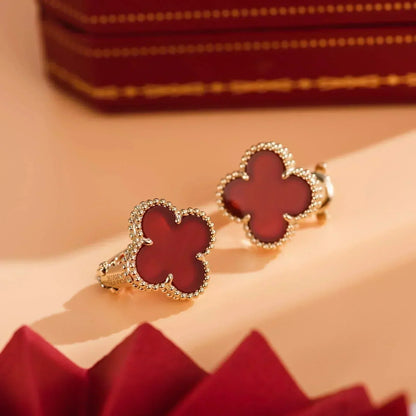 [Luna Brilliance]CLOVER MEDIUM 1 MOTIFS CARNELIAN  EARRINGS