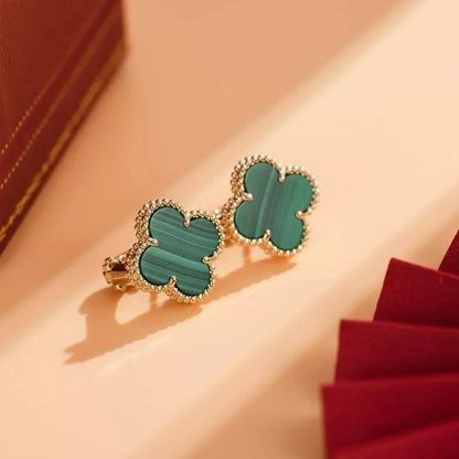 [Luna Brilliance]CLOVER MEDIUM 1 MOTIFS MALACHITE  EARRINGS