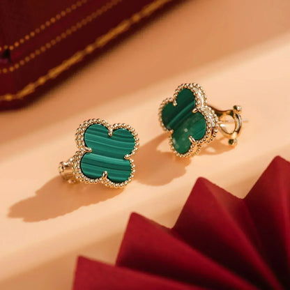 [Luna Brilliance]CLOVER MEDIUM 1 MOTIFS MALACHITE  EARRINGS