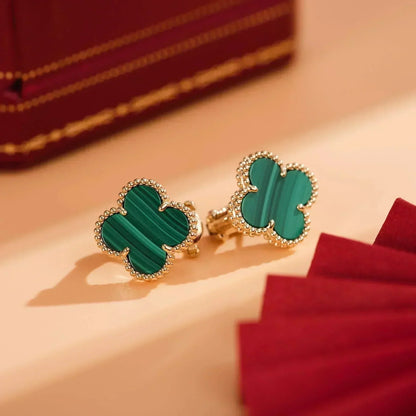[Luna Brilliance]CLOVER MEDIUM 1 MOTIFS MALACHITE  EARRINGS