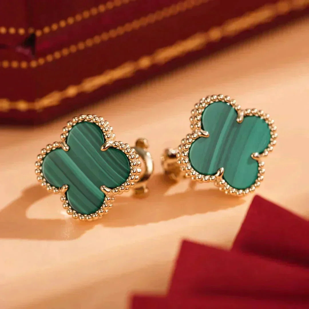 [Luna Brilliance]CLOVER MEDIUM 1 MOTIFS MALACHITE  EARRINGS