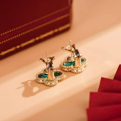 [Luna Brilliance]CLOVER MEDIUM 1 MOTIFS MALACHITE  EARRINGS