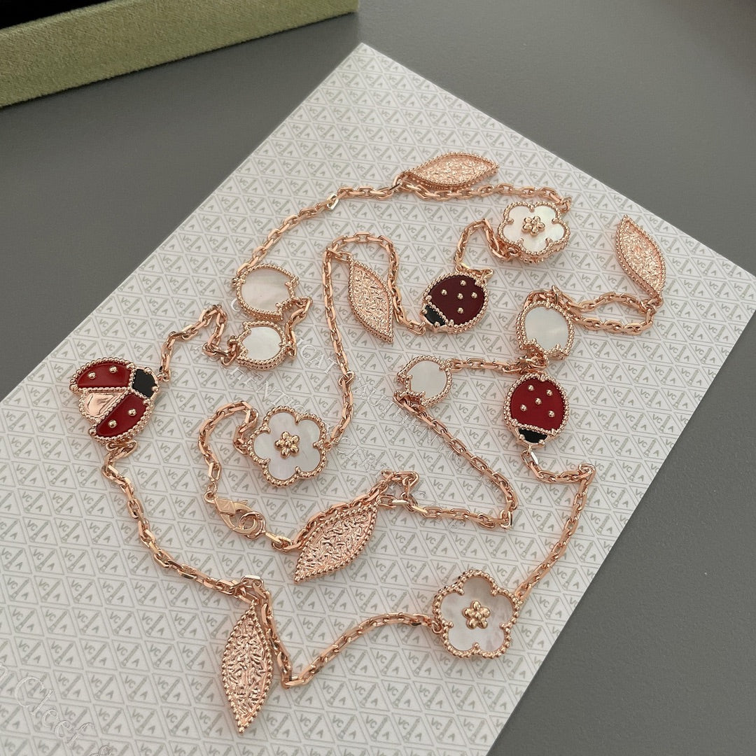 [Luna Brilliance]LUCKY SPRING 15 MOTIFS ROSE GOLD NECKLACE