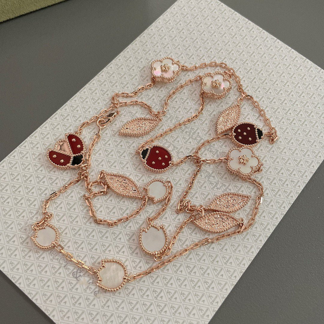 [Luna Brilliance]LUCKY SPRING 15 MOTIFS ROSE GOLD NECKLACE