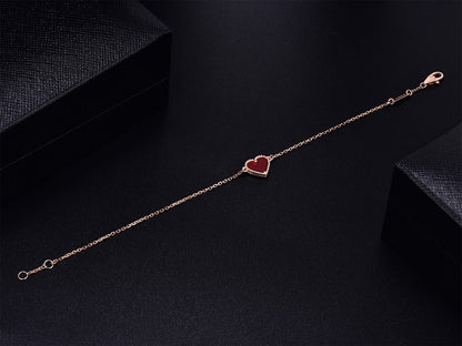 [Luna Brilliance]HEART CARNELIAN PINK GOLD BRACELET