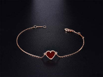 [Luna Brilliance]HEART CARNELIAN PINK GOLD BRACELET