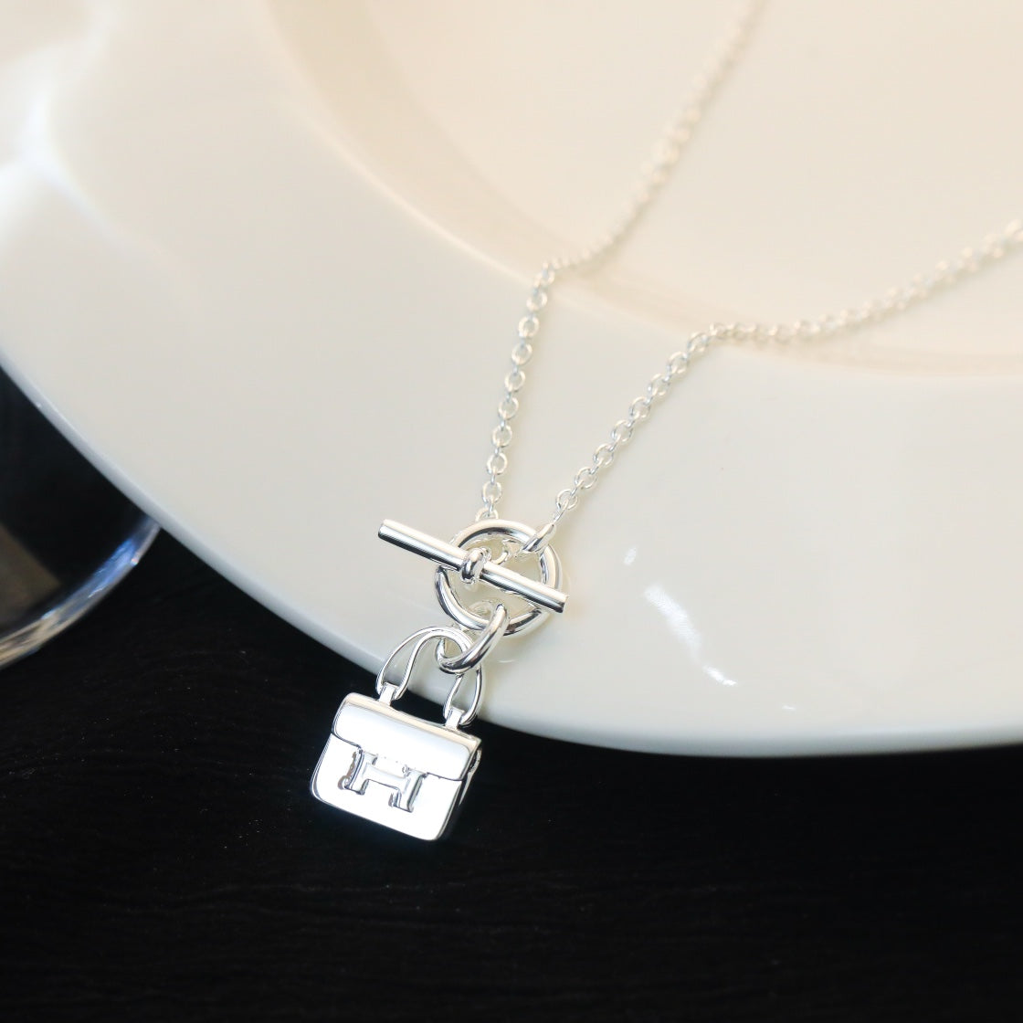 [Luna Brilliance]POP H PEDANT SILVER NECKLACE