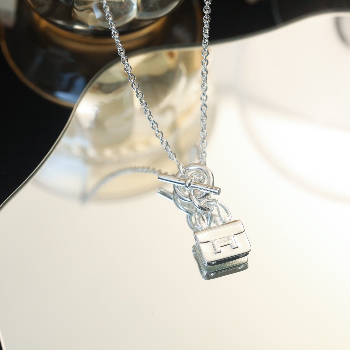 [Luna Brilliance]POP H PEDANT SILVER NECKLACE