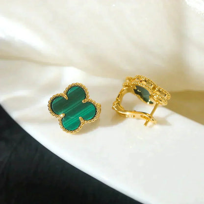 [Luna Brilliance]CLOVER MEDIUM 1 MOTIFS MALACHITE  EARRINGS