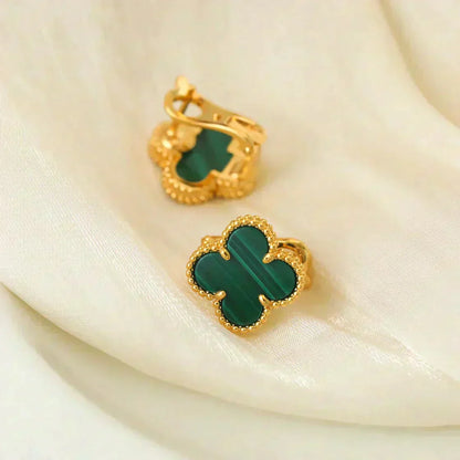 [Luna Brilliance]CLOVER MEDIUM 1 MOTIFS MALACHITE  EARRINGS
