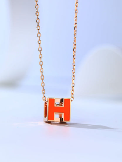 [Luna Brilliance]H CAGE PINK GOLD NECKLACE