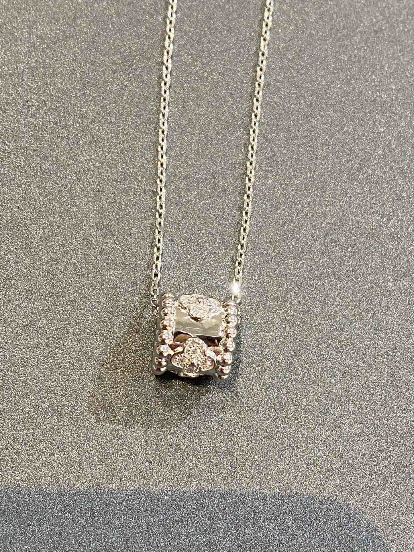 [Luna Brilliance]PERLEE PEDANT SIVLER DIAMOND NECKLACE