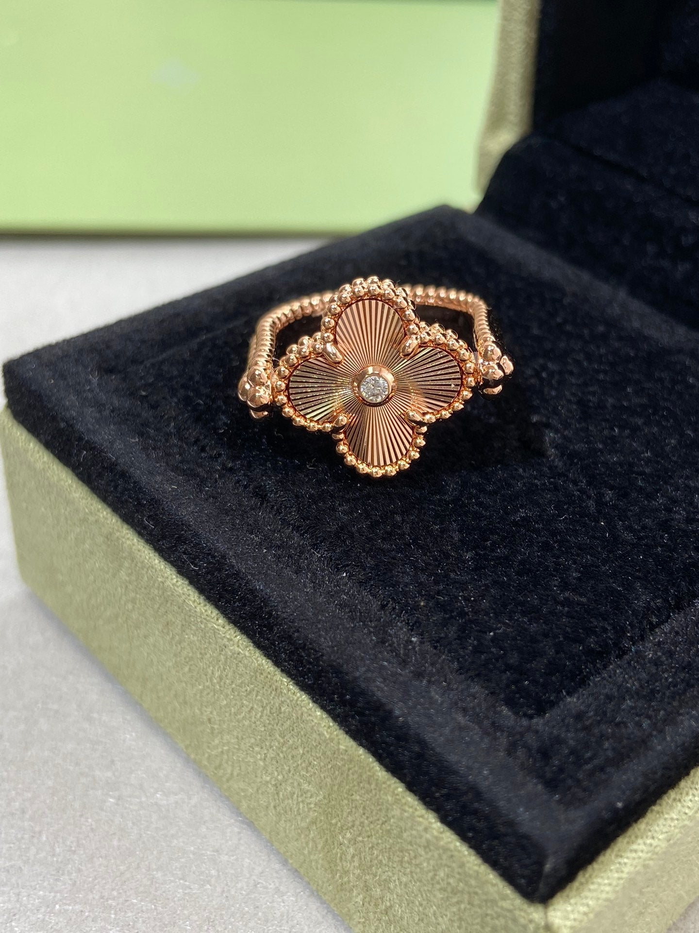 [Luna Brilliance]CLOVER RIVERSIBLE ROSE GOLD RING