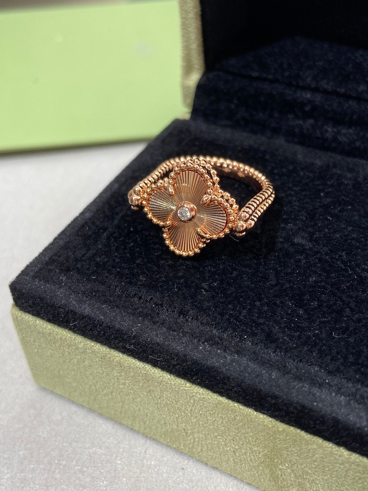 [Luna Brilliance]CLOVER RIVERSIBLE ROSE GOLD RING