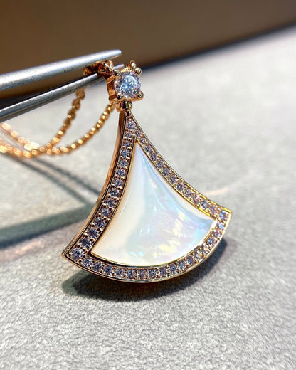 [Luna Brilliance]DREAM MOP DIAMOND PAVED PINK GOLD NECKLACE