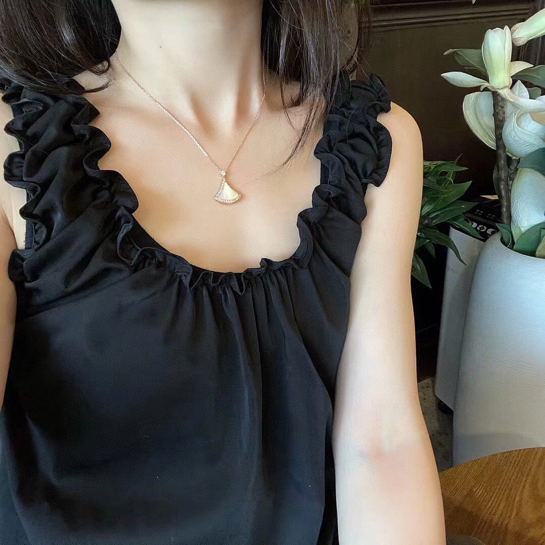 [Luna Brilliance]DREAM MOP DIAMOND PAVED PINK GOLD NECKLACE