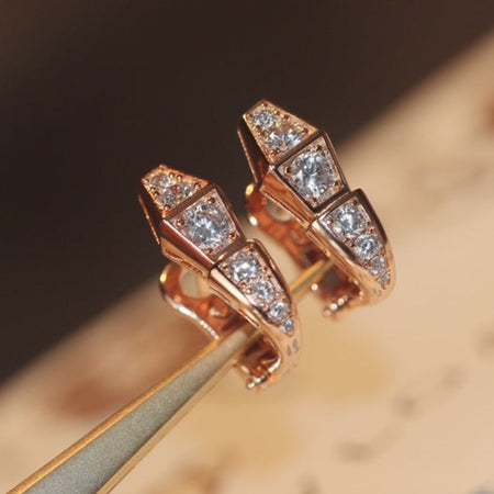 [Luna Brilliance]SERPENT PINK GOLD DIAMOND EARRINGS