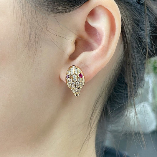 [Luna Brilliance]SERPENT DIAMOND STUD EARRINGS