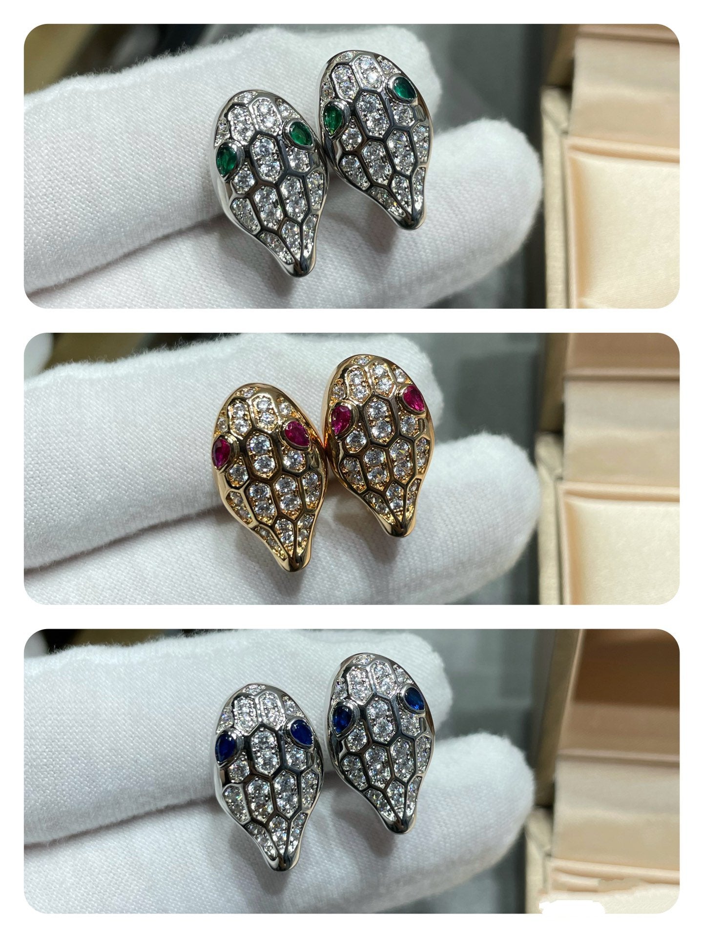 [Luna Brilliance]SERPENT DIAMOND STUD EARRINGS