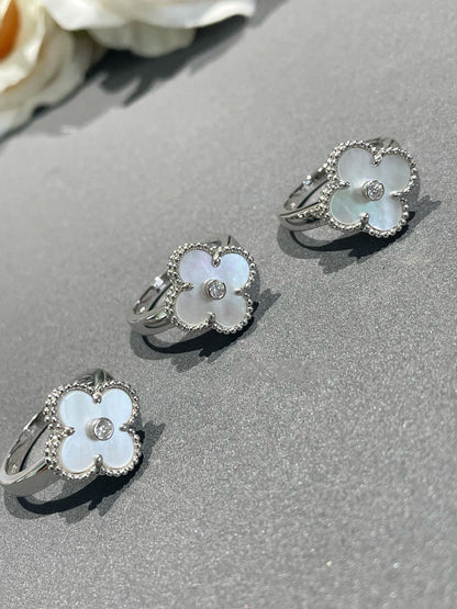 [Luna Brilliance]CLOVER SILVER MOP DIAMOND RING