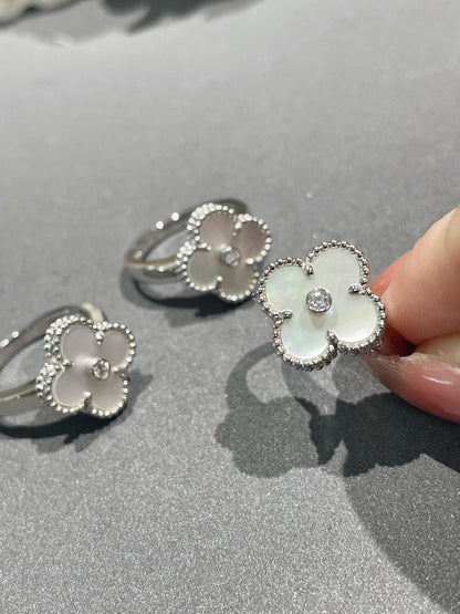 [Luna Brilliance]CLOVER SILVER MOP DIAMOND RING