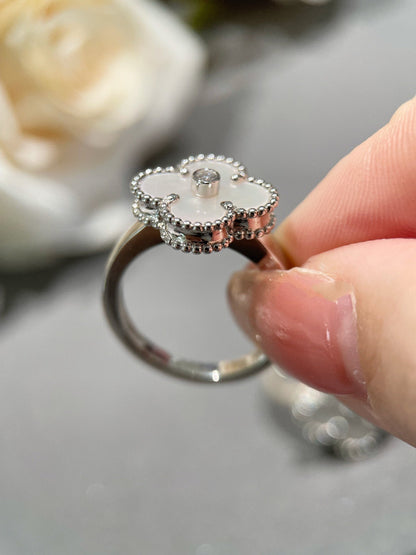 [Luna Brilliance]CLOVER SILVER MOP DIAMOND RING