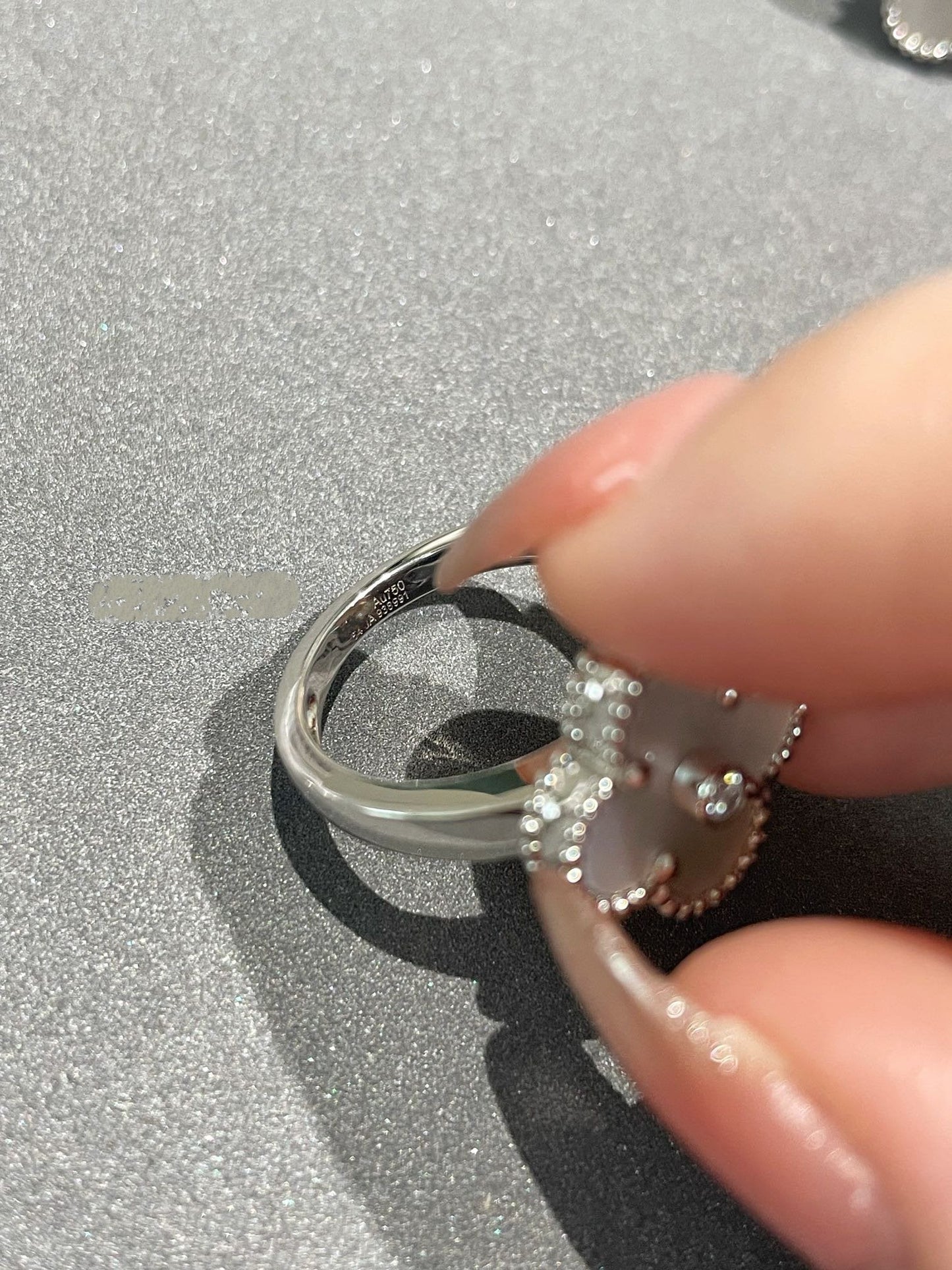 [Luna Brilliance]CLOVER SILVER MOP DIAMOND RING