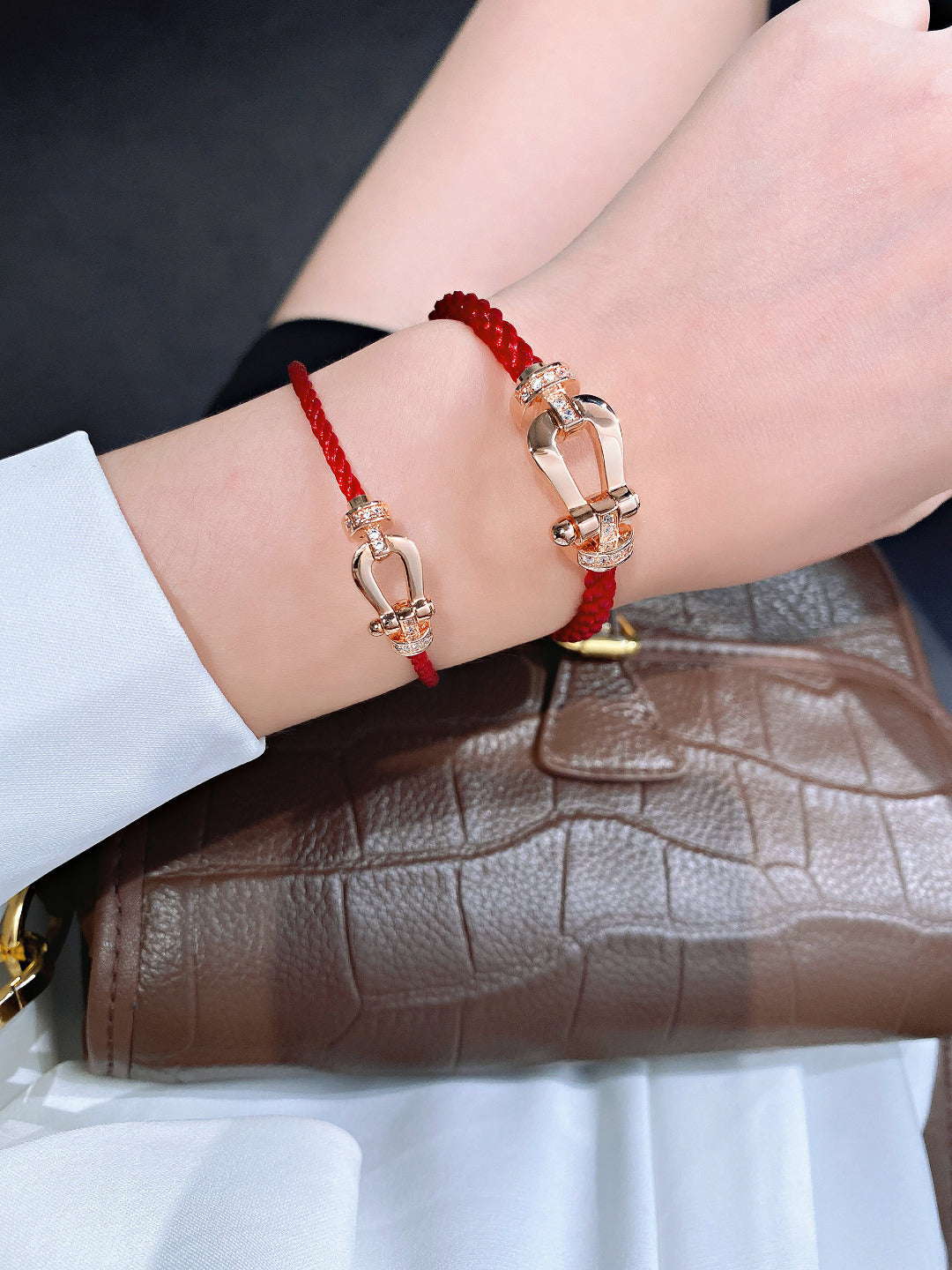 [Luna Brilliance]FORCE 10 HALF DIAMOND PINK GOLD RED CORDERI LARGE AND MEDIUM MODEL