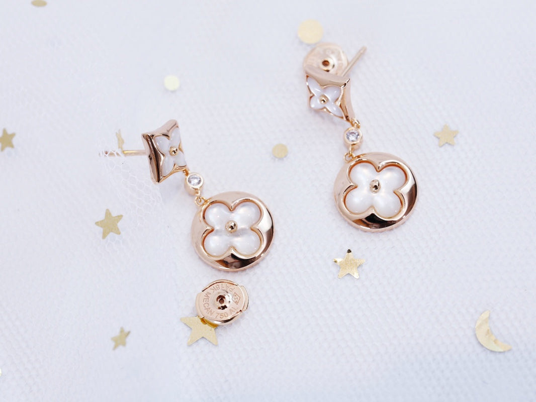 [Luna Brilliance]STAR AND SUN PINK GOLD MOP DROP EARRINGS