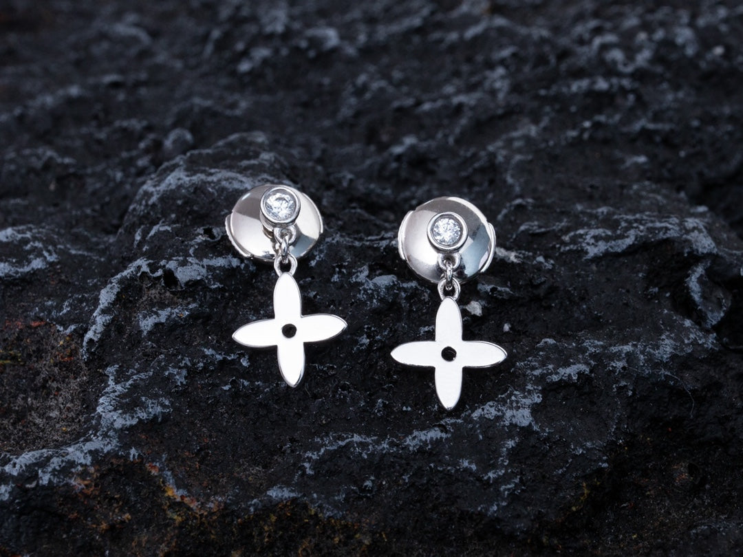 [Luna Brilliance]VIDYLLE SILVER DIAMOND MINI DROP EARRINGS