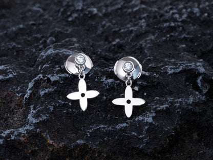[Luna Brilliance]VIDYLLE SILVER DIAMOND MINI DROP EARRINGS