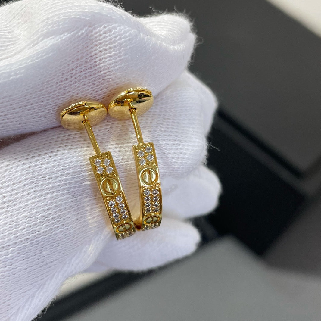 [Luna Brilliance]LOVE DIAMOND GOLD HOOP EARRINGS