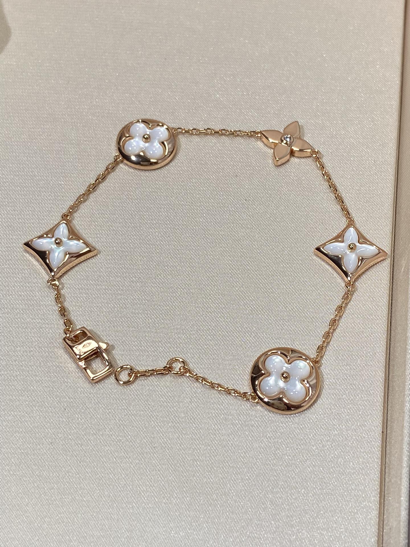 [Luna Brilliance]STAR AND SUN 5 MOTIF MOP PINK GOLD BRACELET