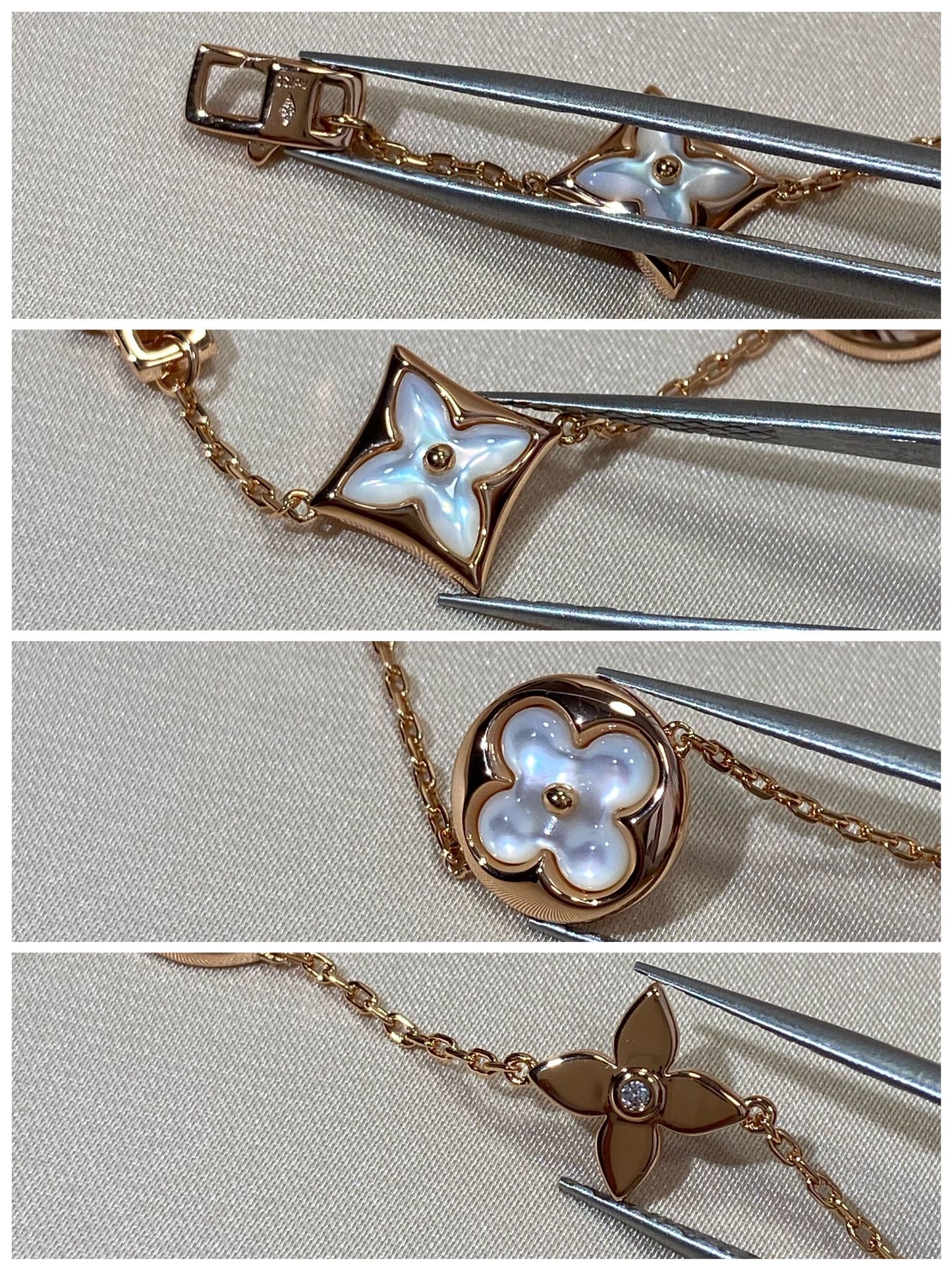 [Luna Brilliance]STAR AND SUN 5 MOTIF MOP PINK GOLD BRACELET