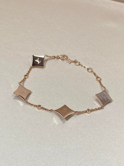 [Luna Brilliance]STAR 4 MOTIF MOP DIAMOND PINK GOLD BRACELET