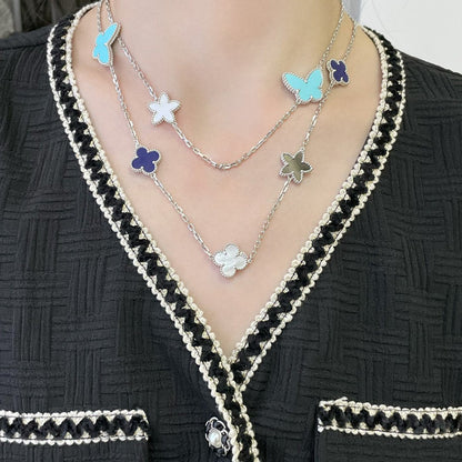 [Luna Brilliance]LUCKY CLOVER SILVER 11 MOTIF NECKLACE