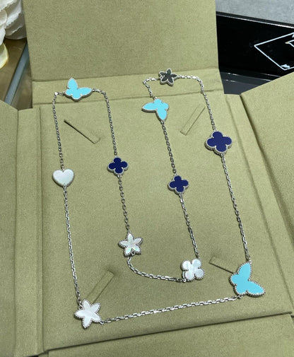 [Luna Brilliance]LUCKY CLOVER SILVER 11 MOTIF NECKLACE
