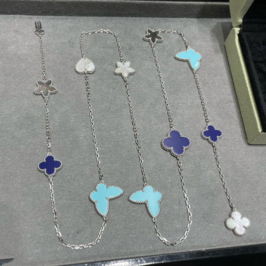 [Luna Brilliance]LUCKY CLOVER SILVER 11 MOTIF NECKLACE