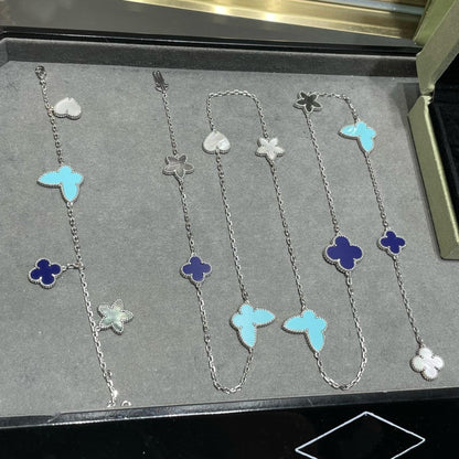[Luna Brilliance]LUCKY CLOVER SILVER 11 MOTIF NECKLACE