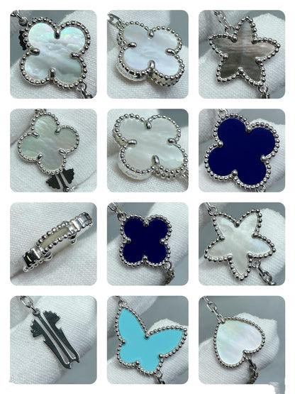 [Luna Brilliance]LUCKY CLOVER SILVER 11 MOTIF NECKLACE