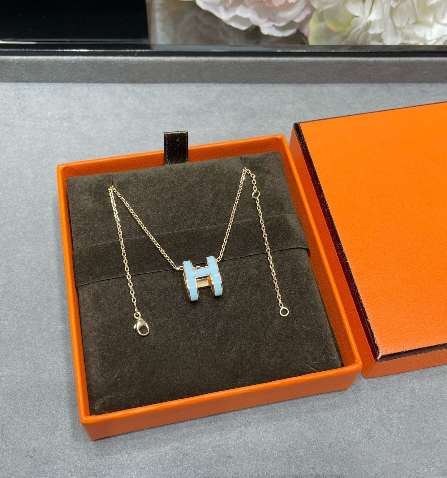 [Luna Brilliance]POP H SKY BLUE NECKLACE