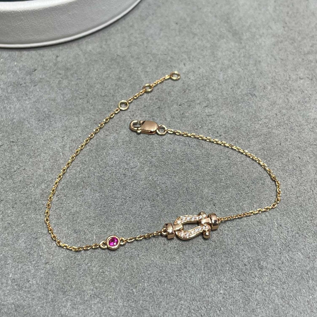 [Luna Brilliance]FORCE 10 DIAMOND CHAIN LINK PINK GOLD BRACELET