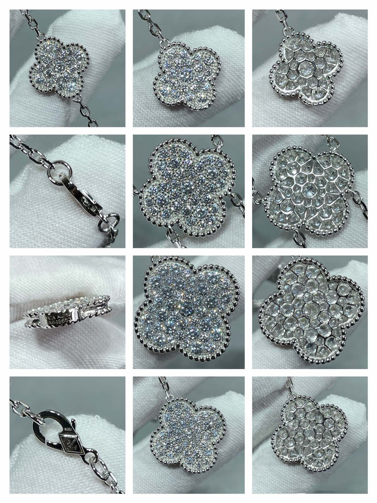 [Luna Brilliance]CLOVER 6 MOTIF DIAMOND PAVED NECKLACE