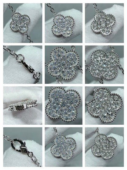 [Luna Brilliance]CLOVER 6 MOTIF DIAMOND PAVED NECKLACE